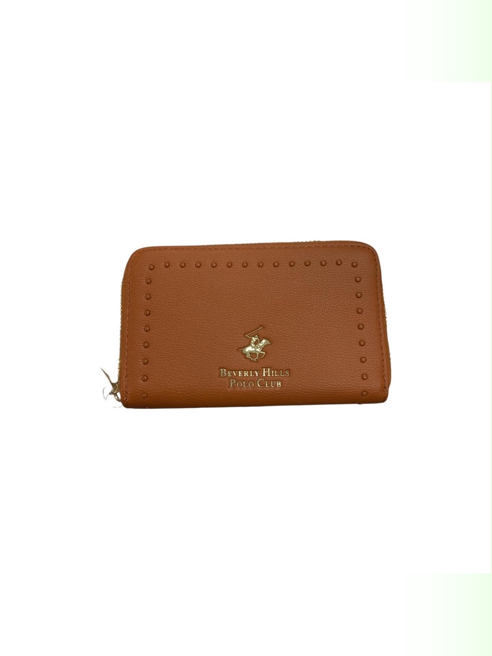 Beverly Hills Polo Club Cognac Studded Zip-Around Wallet